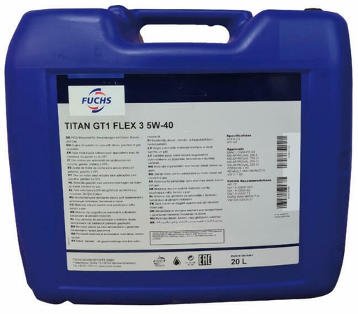 [601873263] FUCHS TITAN GT1 FLEX 3 5W-40 Can 20L